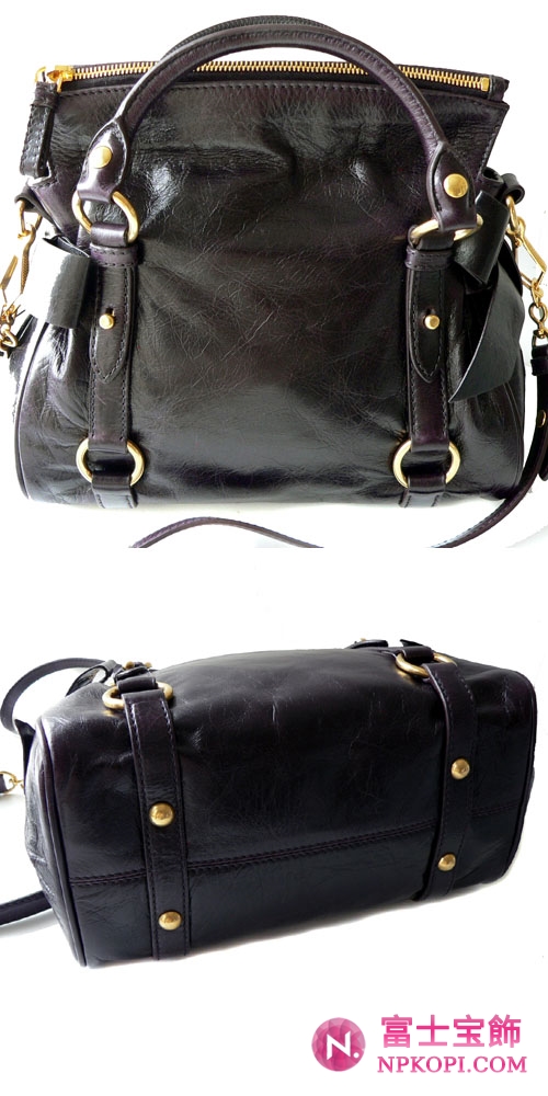 ミュウミュウ MIUMIU ショルダーストラップ付き2WAYハンドバッグ ナナメガケショルダー ダークパープル(MOSTO) RT0438 VIT